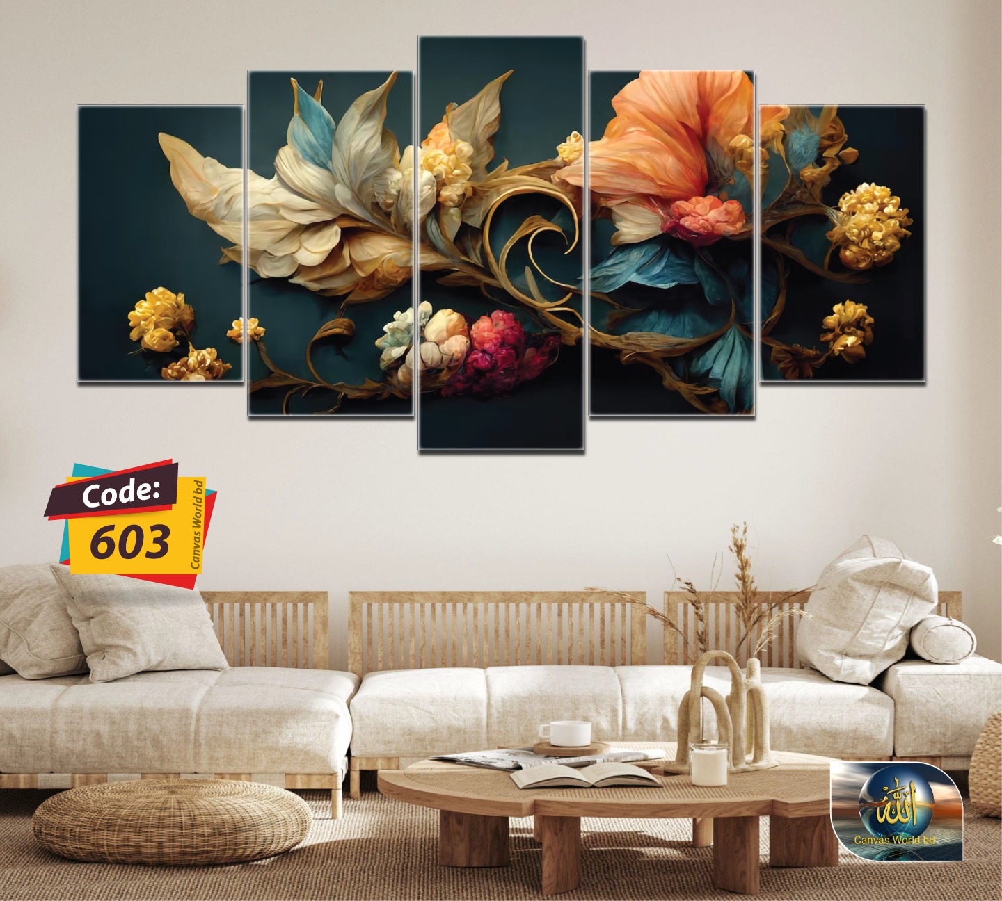 Picture of 18*36 inch 5Pcs In 1 Set Wall Canvas printing