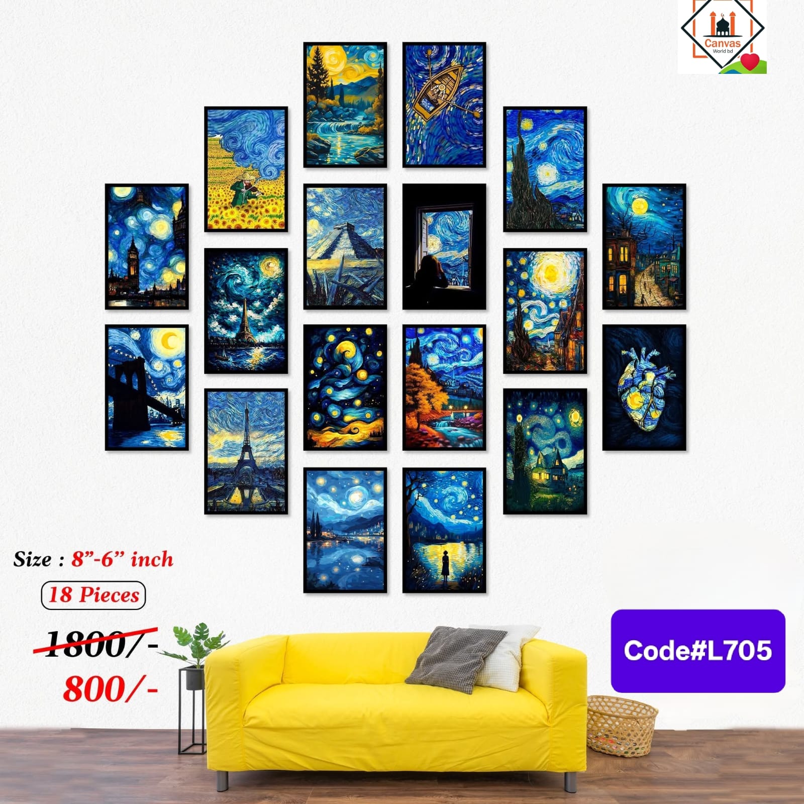Picture of Premium PVC & HD Sticker Wallmate Set – 18pcs Combo