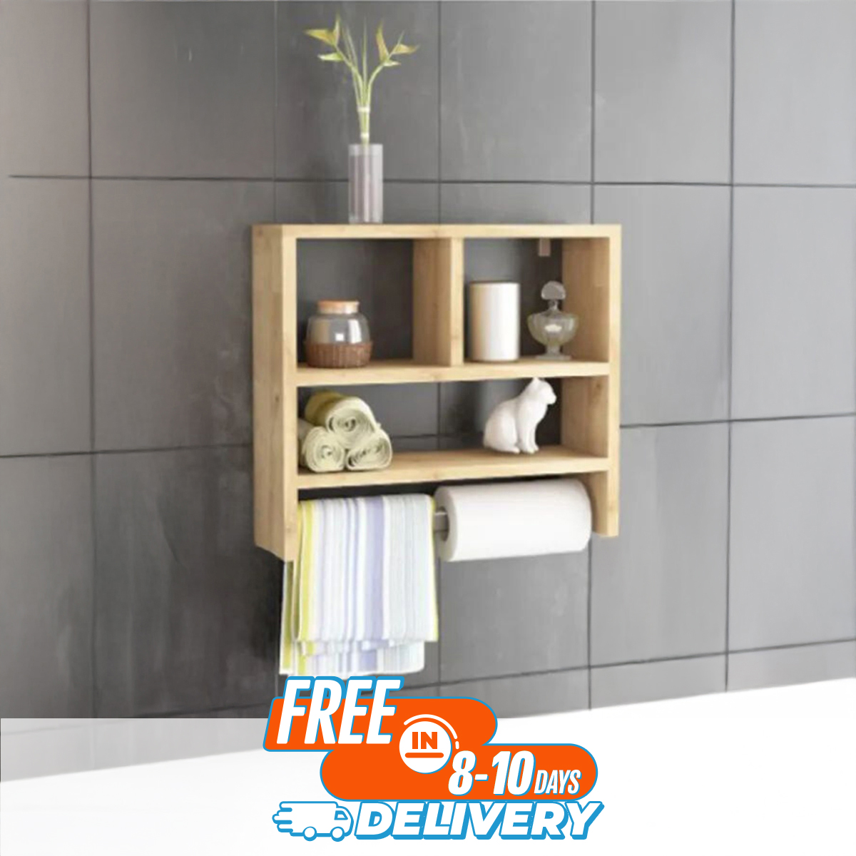 Picture of Furniture Express Stylish Addition - Best Quality Furniture Towel Rack and Bathroom shelf | Multipurpose Wall Mounted Shelves Storage - Modern - Choice Expression