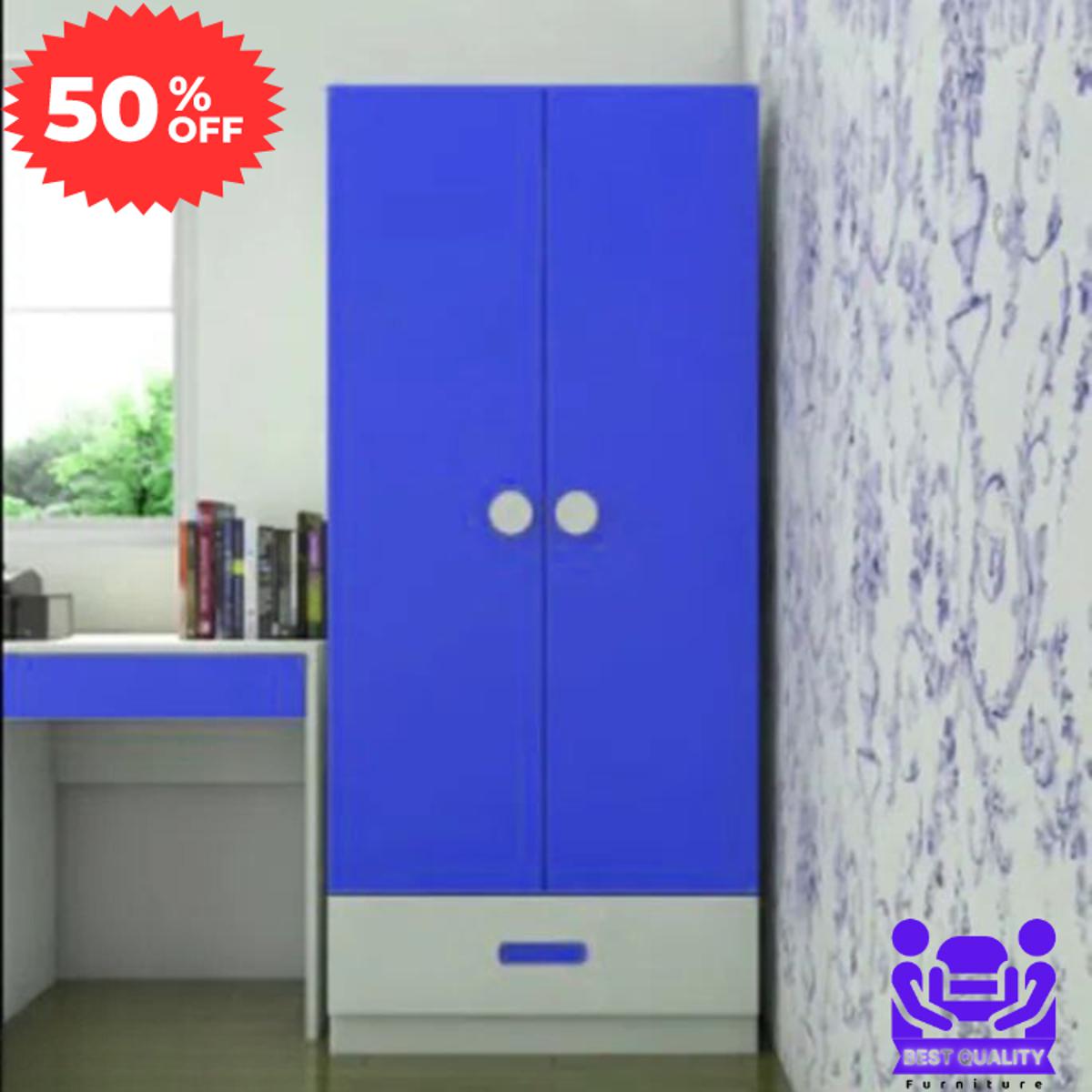 Picture of Furniture Express 2 Door Palencia Almirah with Locker Drawer or Cloth Storage Organizer for Living Room & Bedroom | Multipurpose Wardrobe for