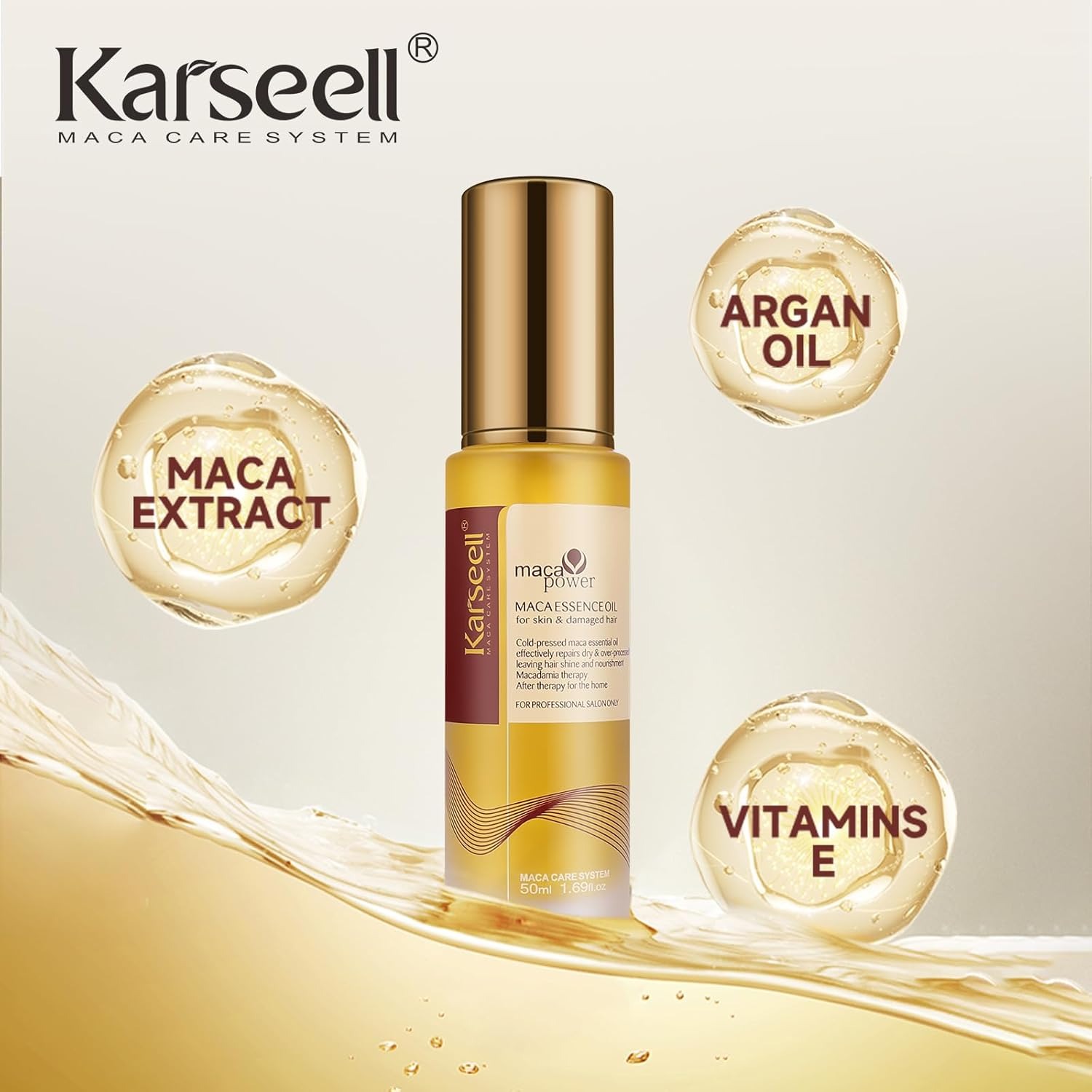 Picture of Karseell Moroccan Argan Oil for Hair Healing Cold Pressed Weightless Argan Oil Hair Serum for Dry Damaged Hair 50ml