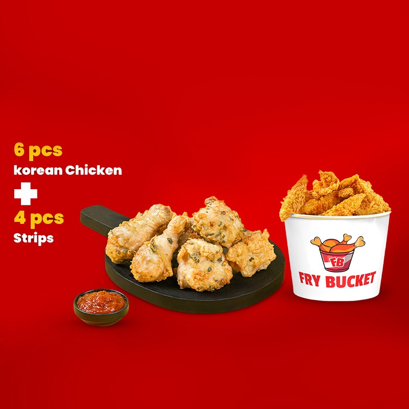 Picture of 6 pcs korean chicken  +  4 pcs strips