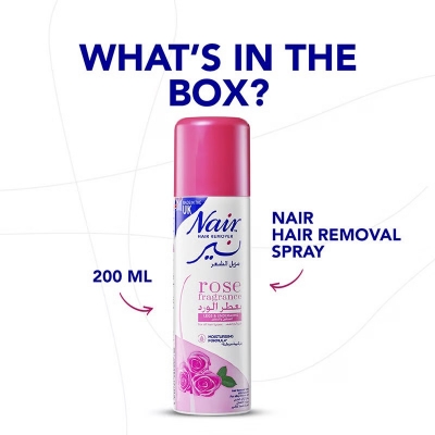 Picture of 200 ml Nair rose fragrance unwanted Hair removal spray International UK product used for male/ female