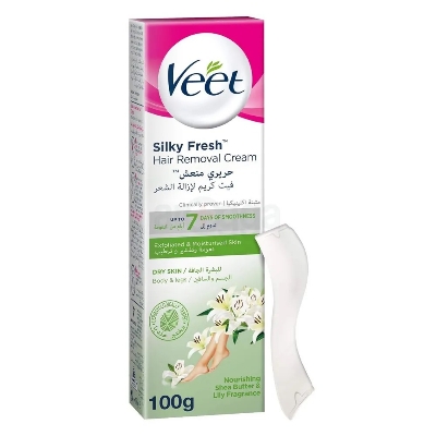 Picture of 100 gm Skin care Veet Silky fresh Hair Remover cream Dry skin International France product used for male/ female
