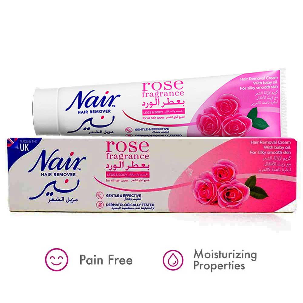 Picture of 110 ml Nair rose fragrance Unwanted Hair removal cream International UK product used for male/ female