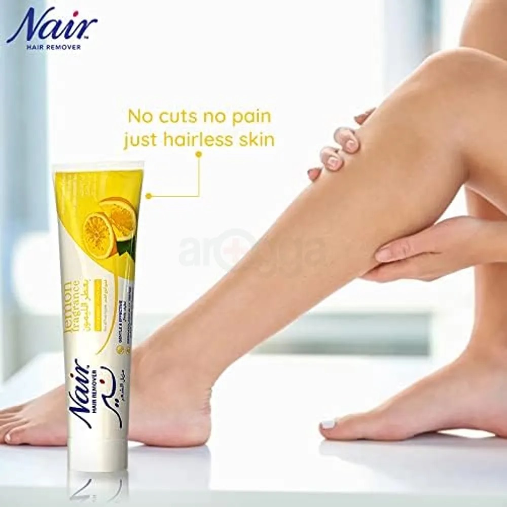 Picture of 110 ml Nair Lemon fragrance Unwanted Hair removal cream International UK product used for male/ female