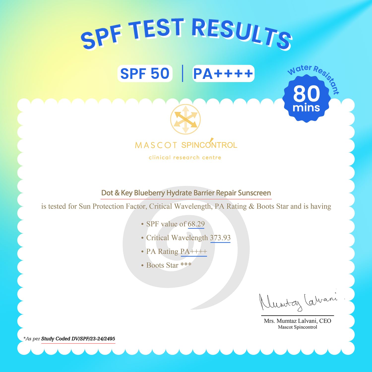 Picture of Dot & Key Blueberry Hydrate Barrier Repair Sunscreen Spf 50+, Pa++++|For Dry Sensitive Skin 50G