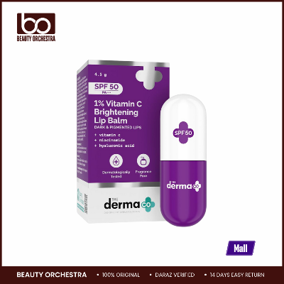 Picture of The Derma Co 1% Vitamin C Brightening Lip Balm with SPF 50 PA +++ I Protects from Sun Damage for Dark, Pigmented, Dry Lips 4.5g