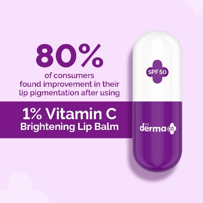 Picture of The Derma Co 1% Vitamin C Brightening Lip Balm with SPF 50 PA +++ I Protects from Sun Damage for Dark, Pigmented, Dry Lips 4.5g