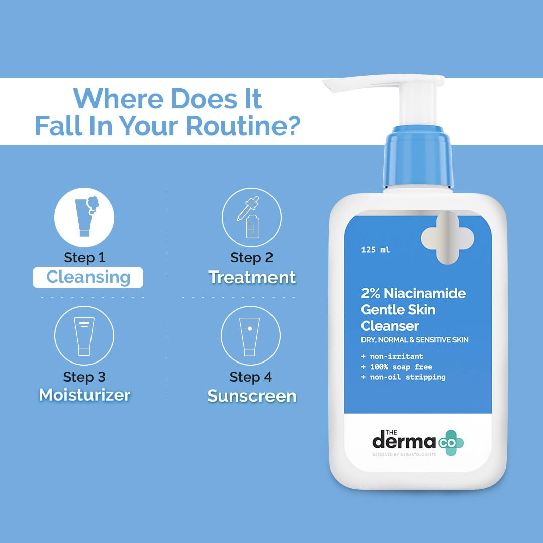 Picture of The Derma Co 2% Niacinamide Gentle Skin Cleanser for Sensitive Dry Normal Skin - 125 ml