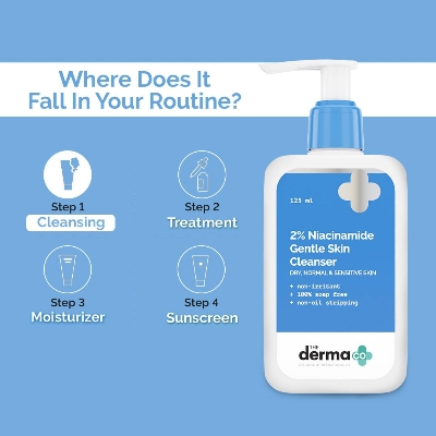 Picture of The Derma Co 2% Niacinamide Gentle Skin Cleanser for Sensitive Dry Normal Skin - 125 ml