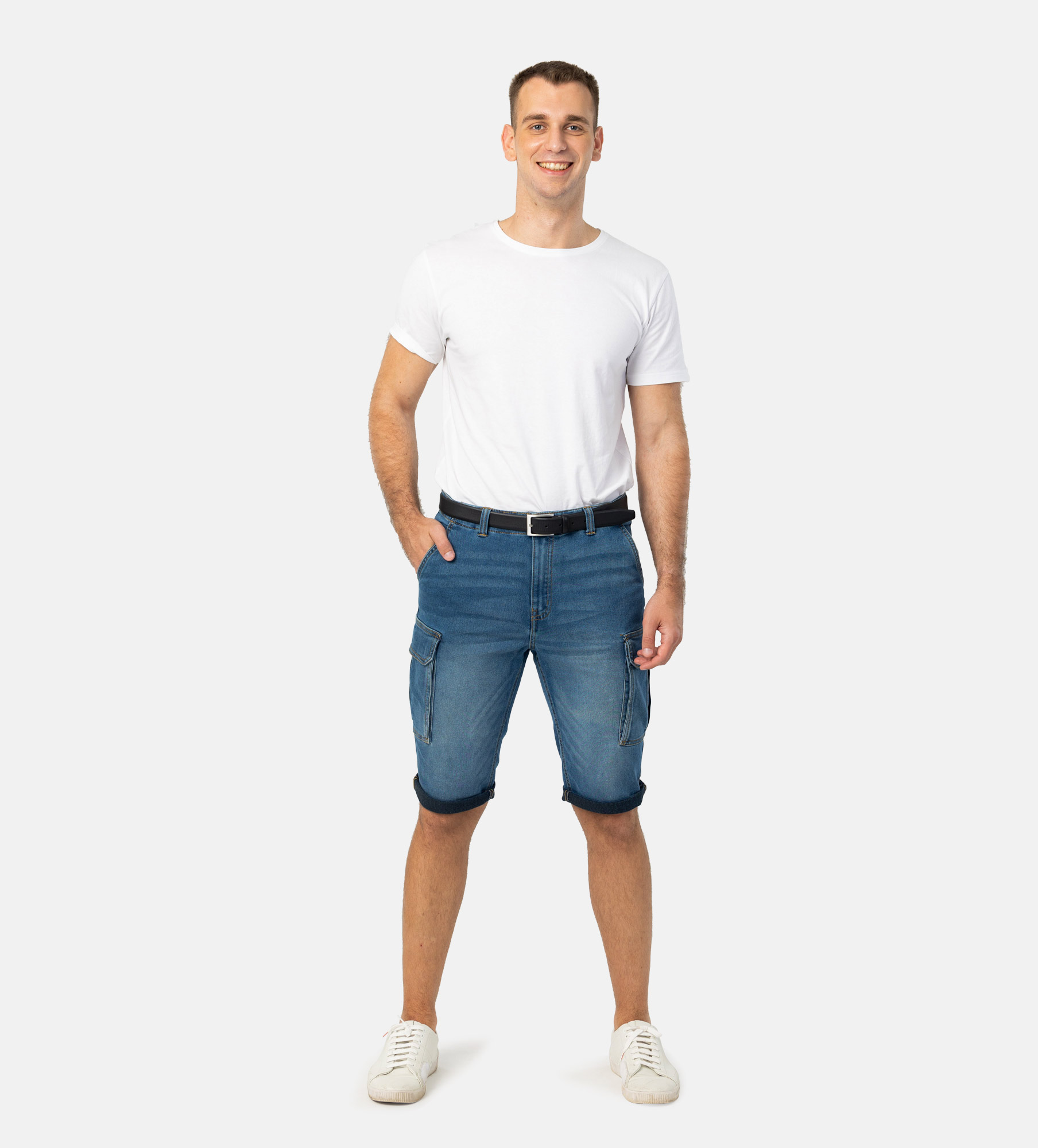 Picture of Pantoneclo Premium Quality Blue Color Men's Denim Shorts / Pant - 3 Quarter Pant