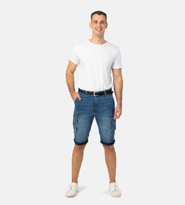 Picture of Pantoneclo Premium Quality Blue Color Men's Denim Shorts / Pant - 3 Quarter Pant