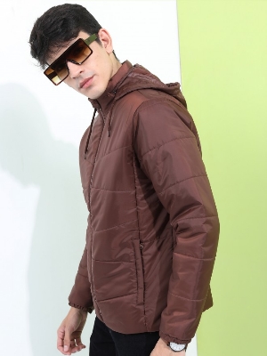 Picture of Pantoneclo Premium Quality Men's Padding Hoodie Jacket - Coronet Blue / Cappuccino / White