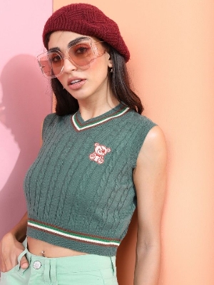 Picture of Pantoneclo Premium Women's / Girl's V-Neck Sleeveless Sweater / Cardigan