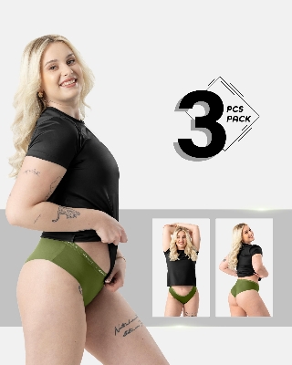 Picture of Leafletic Women's Mid-Rise Hipster Underwear | Soft & Stretchable Cotton Spandex Panty | Comfortable Hipster Undergarment for Ladies | All-Day Comfort Women's Panties | 3 Piece Combo Pack