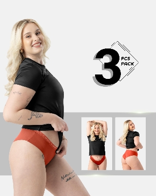 Picture of Leafletic Women's Mid-Rise Hipster Underwear | Soft & Stretchable Cotton Spandex Panty | Comfortable Hipster Undergarment for Ladies | All-Day Comfort Women's Panties | 3 Piece Combo Pack