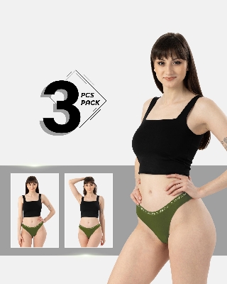 Picture of Leafletic Women's Mid-Rise Brazilian Underwear | Soft & Stretchable Cotton Spandex Panty | Comfortable Brazilian Undergarment for Ladies | All-Day Comfort Women's Panties | 3 Piece Combo Pack