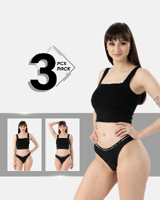 Picture of Leafletic Women's Mid-Rise Brazilian Underwear | Soft & Stretchable Cotton Spandex Panty | Comfortable Brazilian Undergarment for Ladies | All-Day Comfort Women's Panties | 3 Piece Combo Pack