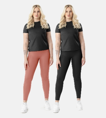 Picture of Leafletic Premium Stretch Regular Waist + Y Waist Soft Skin Nylon Legging - 2 Piece Combo