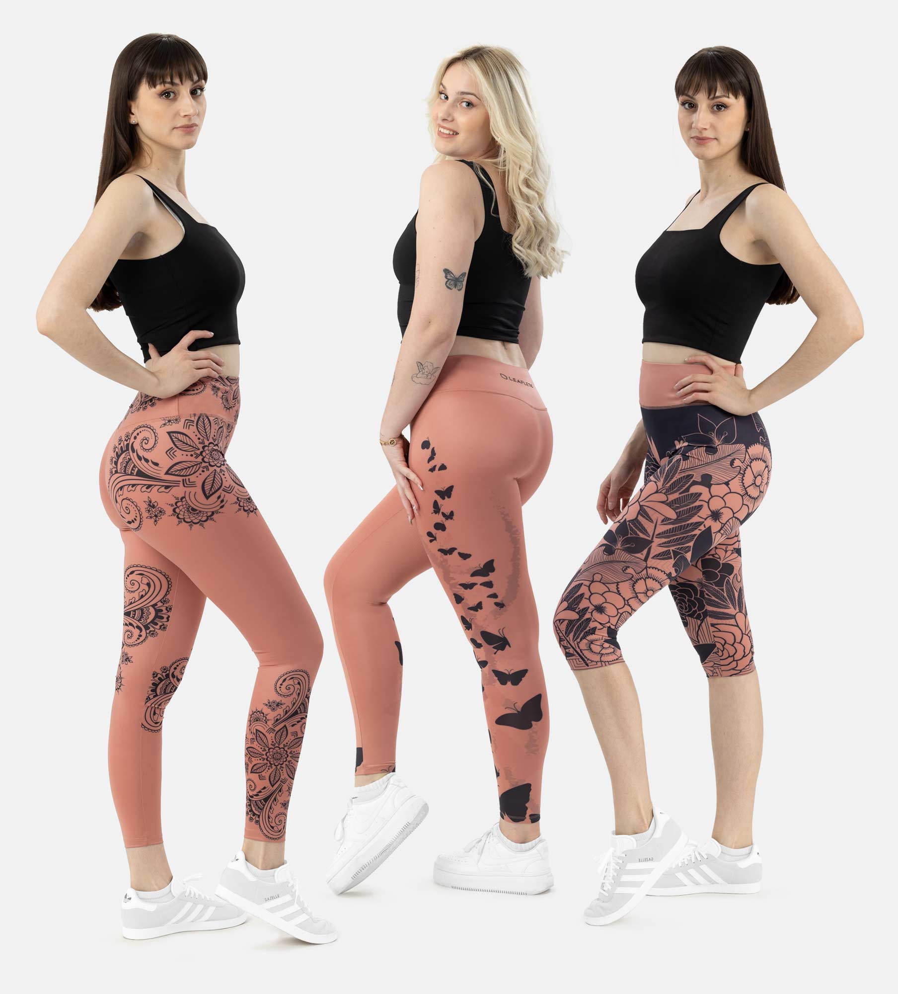 Picture of Leafletic Premium Stretch High Waisted Soft Skin Polyester Floral Printed Legging - 3 Piece Combo