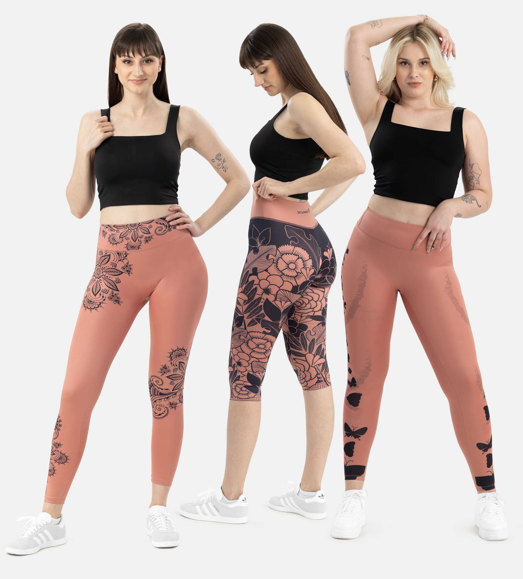 Picture of Leafletic Premium Stretch High Waisted Soft Skin Polyester Floral Printed Legging - 3 Piece Combo