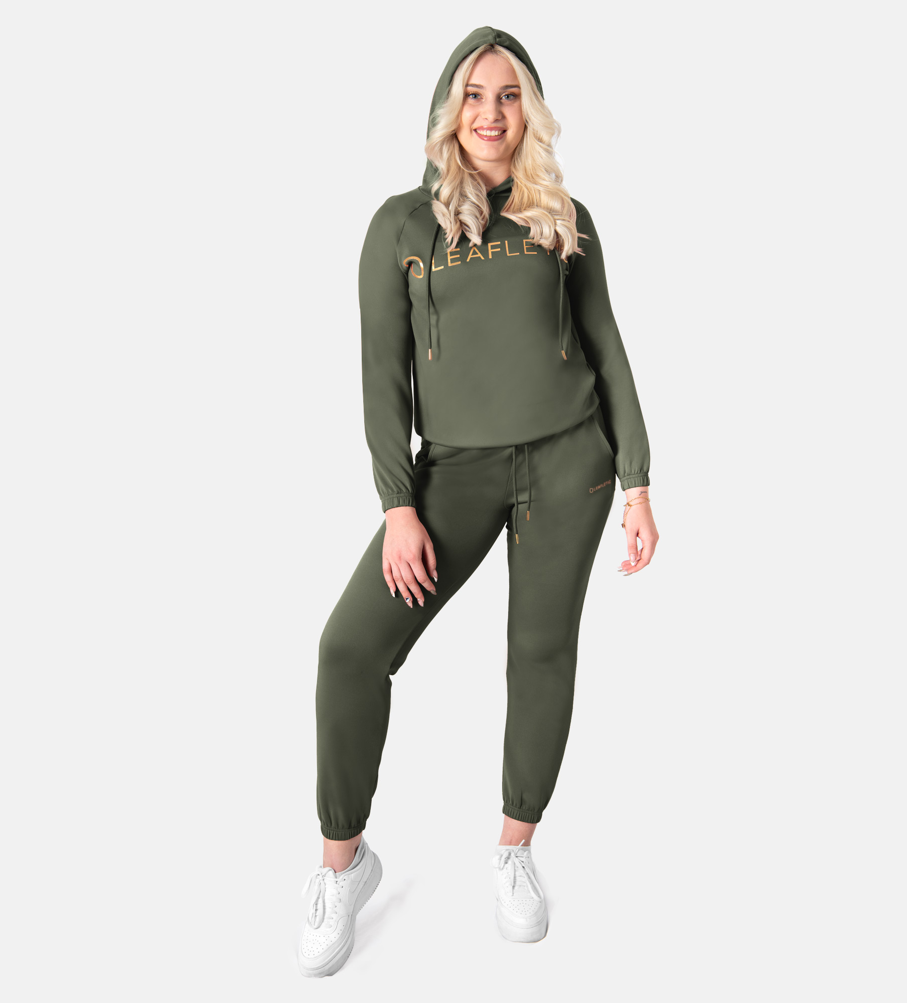 Picture of Leafletic Women’s Cropped Hoodie & Jogger Comfort Set | 2-Piece Comfort Loungewear | Stylish Top & Bottom Set | Stylish Sportswear Outfit | Activewear Tracksuit Set