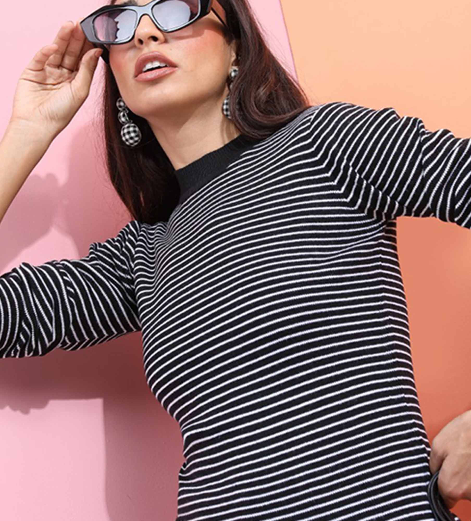 Picture of Pantoneclo Premium Quality Women's High Neck Winter Small Stripe Sweater