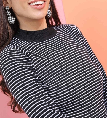 Picture of Pantoneclo Premium Quality Women's High Neck Winter Small Stripe Sweater