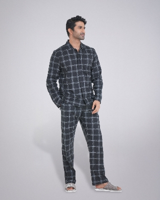 Picture of Pantoneclo Men's Sleepwear Set | Long-Sleeve Shirt & Matching Trousers | Soft & Comfortable Nightwear | Loungewear Pajama Set | Two-Piece Night Suit