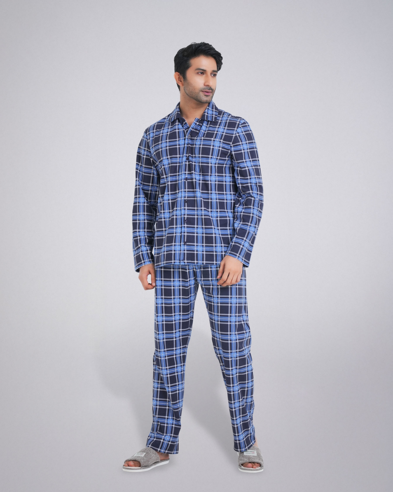 Picture of Pantoneclo Men's Sleepwear Set | Long-Sleeve Shirt & Matching Trousers | Soft & Comfortable Nightwear | Loungewear Pajama Set | Two-Piece Night Suit