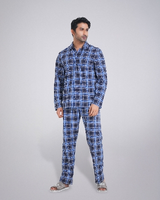 Picture of Pantoneclo Men's Sleepwear Set | Long-Sleeve Shirt & Matching Trousers | Soft & Comfortable Nightwear | Loungewear Pajama Set | Two-Piece Night Suit