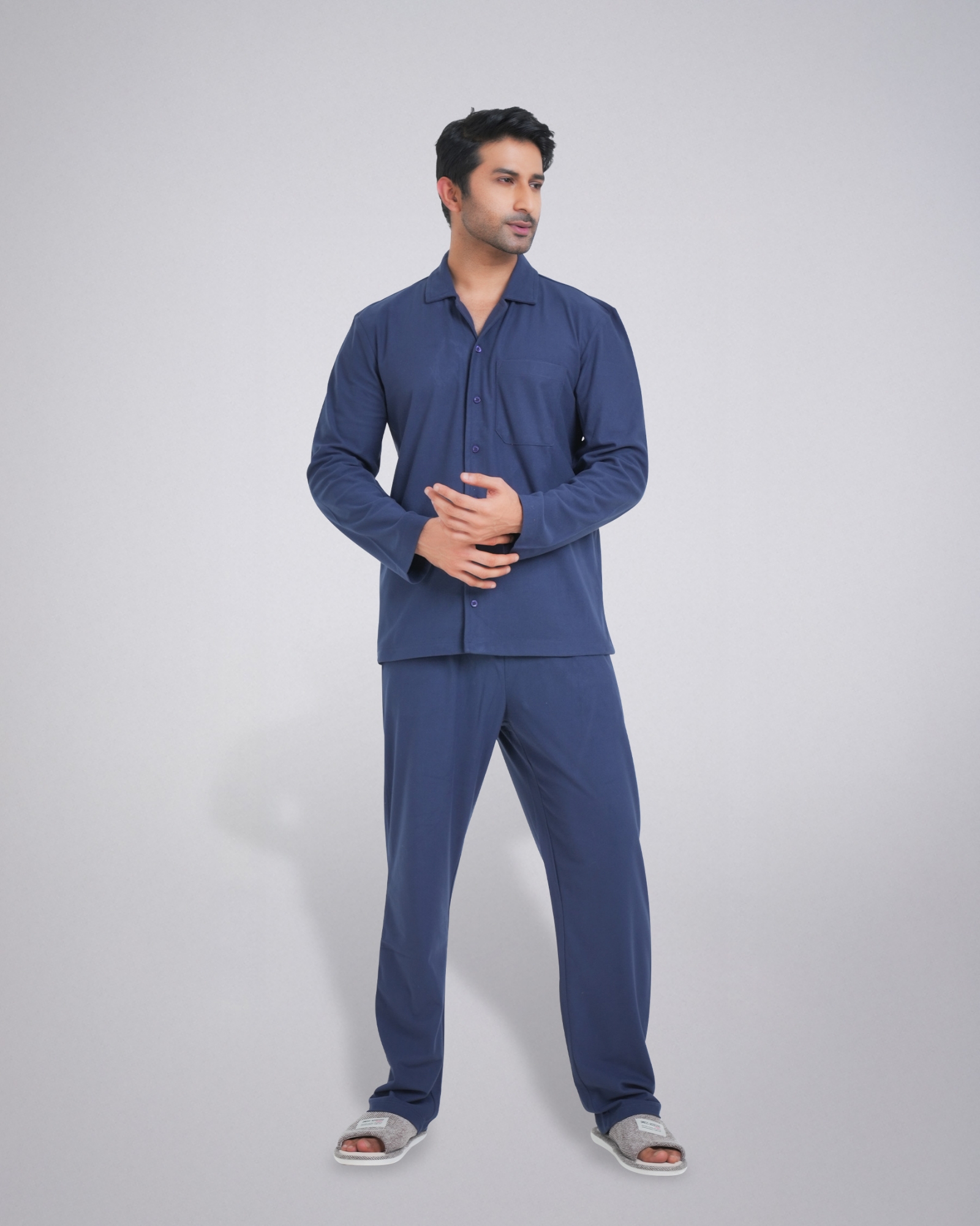 Picture of Pantoneclo Men's Sleepwear Set | Long-Sleeve Shirt & Matching Trousers | Soft & Comfortable Nightwear | Loungewear Pajama Set | Two-Piece Night Suit