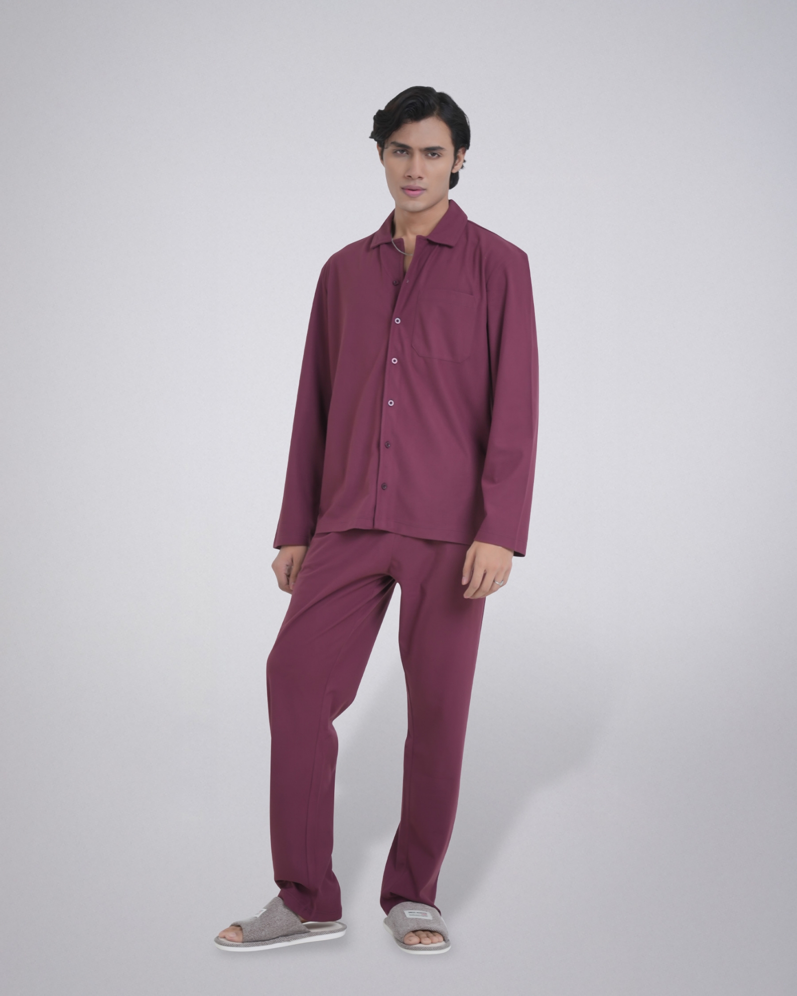 Picture of Pantoneclo Men's Sleepwear Set | Long-Sleeve Shirt & Matching Trousers | Soft & Comfortable Nightwear | Loungewear Pajama Set | Two-Piece Night Suit