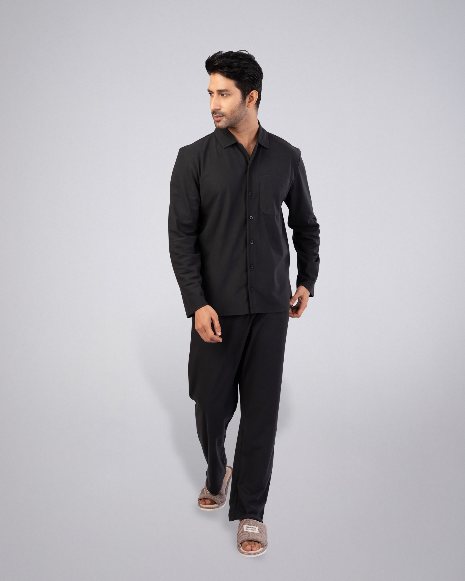 Picture of Pantoneclo Men's Sleepwear Set | Long-Sleeve Shirt & Matching Trousers | Soft & Comfortable Nightwear | Loungewear Pajama Set | Two-Piece Night Suit