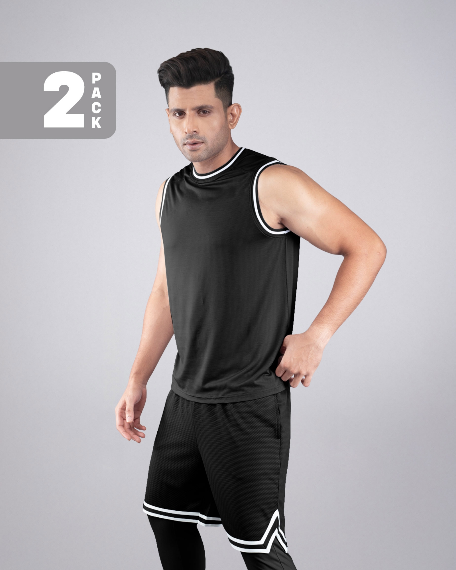 Picture of Pantoneclo Men’s Fitness Combo | Breathable Vest and Shorts for Gym Training Set | Workout and Activewear Set | Lightweight Gym Sleeveless T-Shirt & Shorts Combo | Sportswear Tank Top & Shorts Outfit