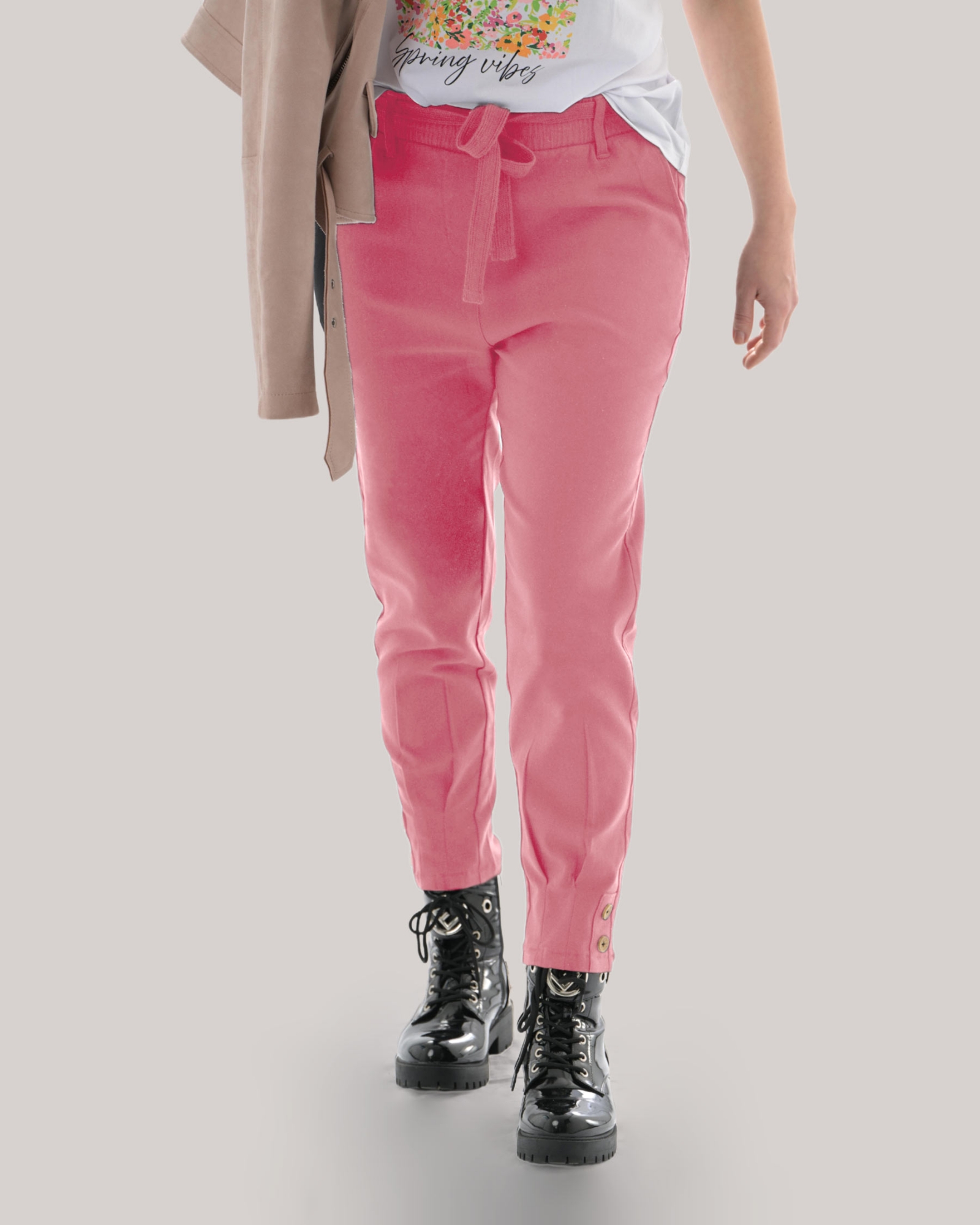 Picture of Leafletic Women's Twill Trousers | Comfortable & Stretchable Pants | Rayon Blend Casual Trouser for Ladies