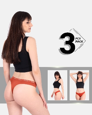 Picture of Leafletic Women's Mid-Rise Brazilian Underwear | Soft & Stretchable Cotton Spandex Panty | Comfortable Brazilian Undergarment for Ladies | All-Day Comfort Women's Panties | 3 Piece Combo Pack