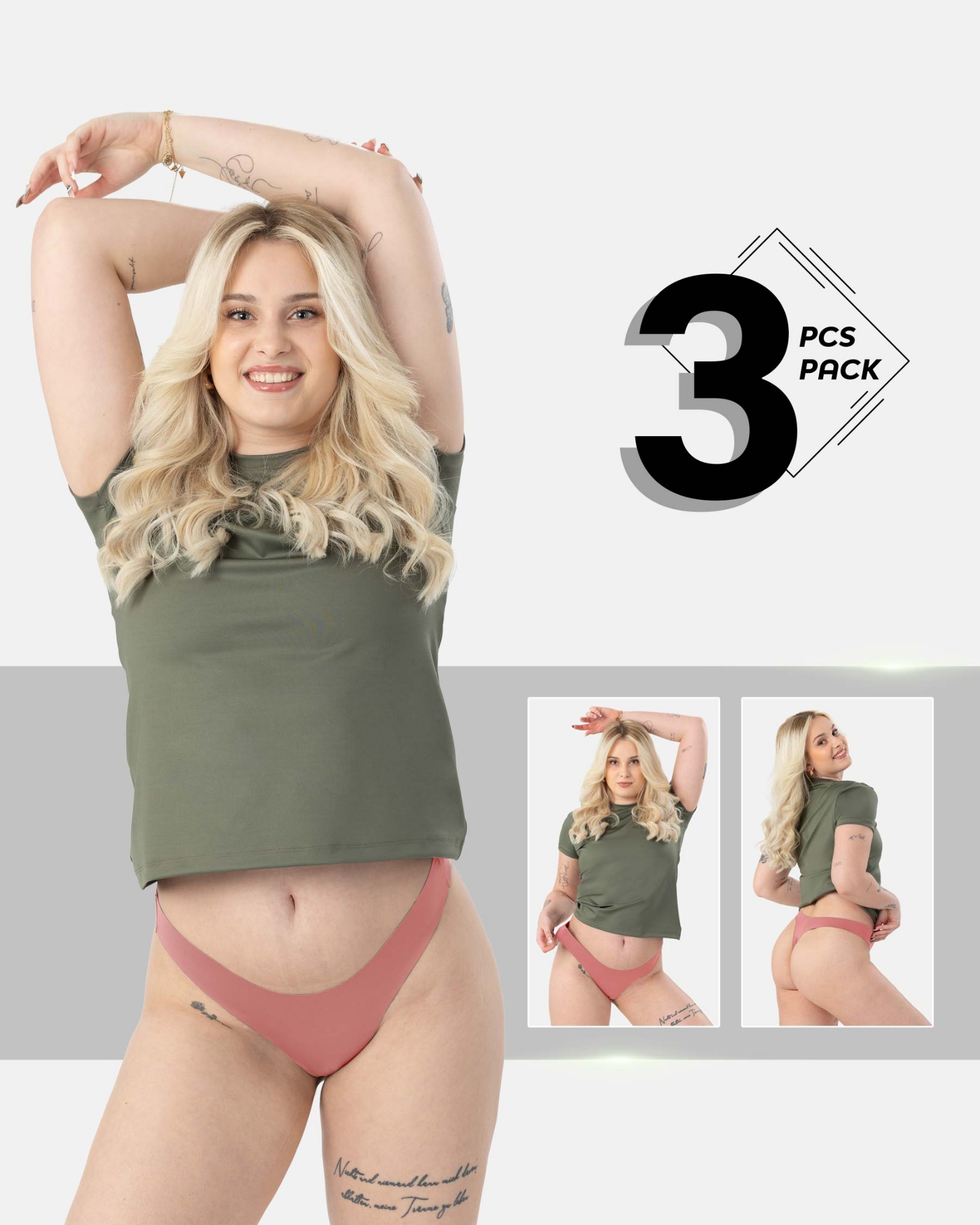 Picture of Leafletic Women's Seamless Low-Rise Brazilian Underwear | Soft & Stretchable Panty | Comfortable Brazilian Undergarment for Ladies | All-Day Comfort Women's Panties | 3 Piece Combo Pack