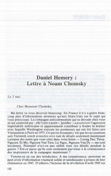 Lá thư của Daniel Herémy đăng trên <i>Critique Communiste</i> số 18-19