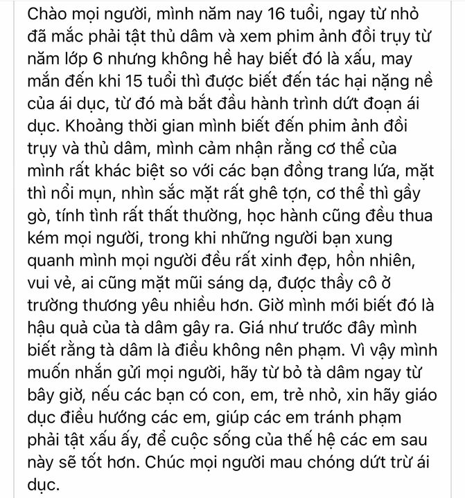 Lời thú nhận của một chàng trai trẻ nghiện thủ dâm