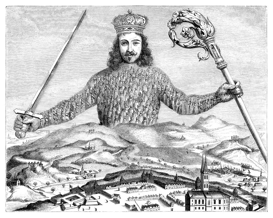 Thực thể Leviathan được tạo ra bởi người dân, nằm trong tay vũ khí, tượng trưng cho quyền lực, nhằm đảm bảo sự ổn định xã hội (nguồn: politico.eu)