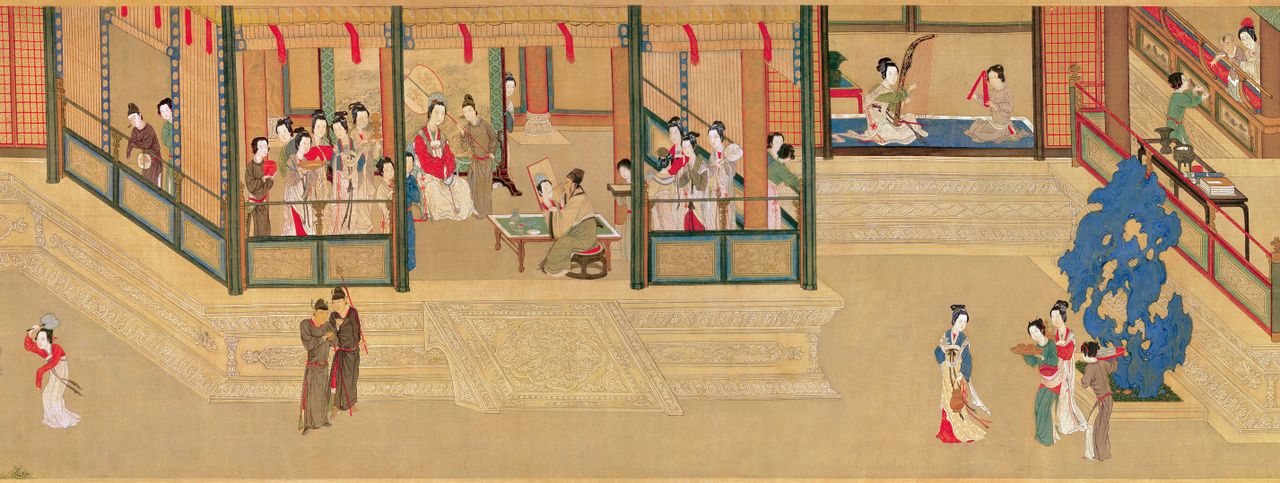 Toàn chữ thì chán quá, nên mình đăng tranh cho đỡ chán thôi chứ không liên quan đâu. CỪU ANH. Hán cung xuân hiểu đồ (trích đoạn). Màu trên lụa. 30.6 cm - 574 cm. Bảo tàng cố cung Đài Bắc, Đài Loan.