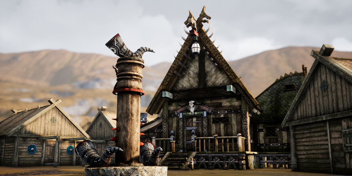Phong cách nhà cửa các ngôi làng Scandinavian (nguồn ArtStation).