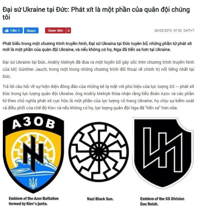 Một bài báo thường xuyên được chia sẻ để trong hội ủng hộ Putin