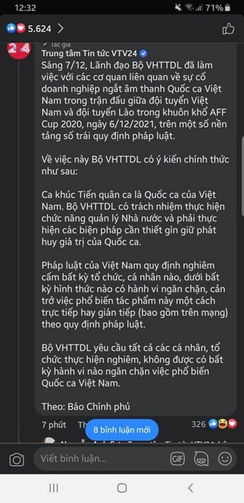 Bản tin được đăng đầy đủ trong phần bình luận trên trang Facebook Trung tâm tin tức VTV24