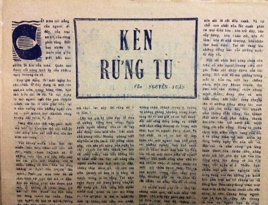 Truyện ngắn của Nguyễn Tuân, đăng trên báo Vui Sống năm 1946, chưa từng xuất hiện trong tuyển tập nào.