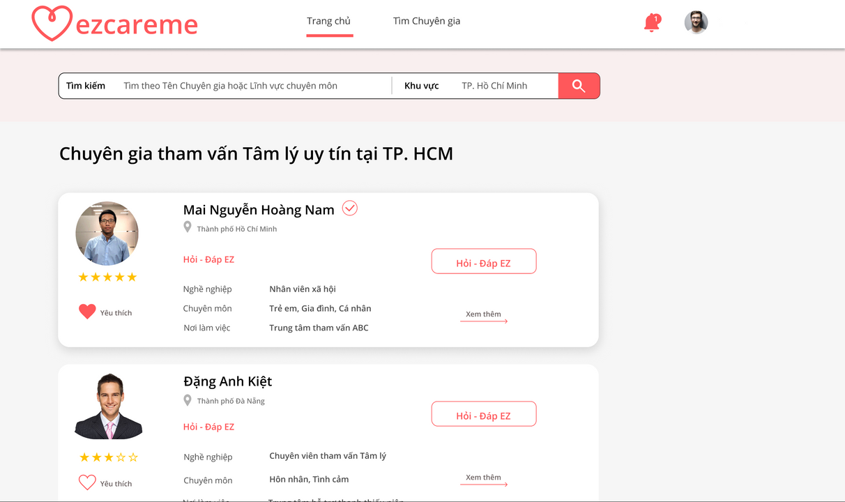 Đây là khởi đầu của ezCareMe, chỉ là một ý tưởng được phác thảo trên Figma không hơn không kém.