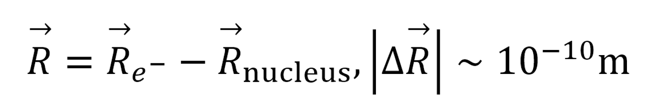 R┴→=R┴→_(e^- )-R┴→_nucleus,|Δ R┴→ |∼10^(-10) m