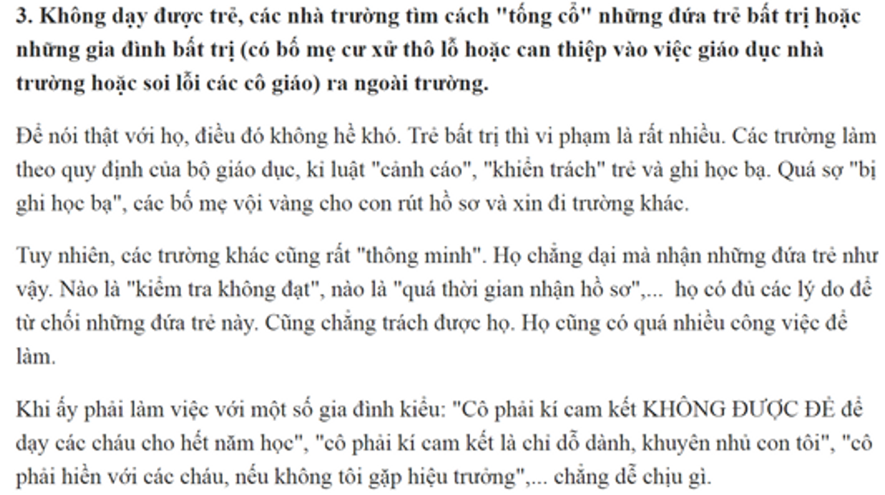 Hy vọng những ngôi trường như thế không tồn tại.